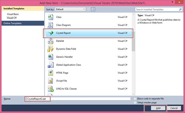 create Crystal Report